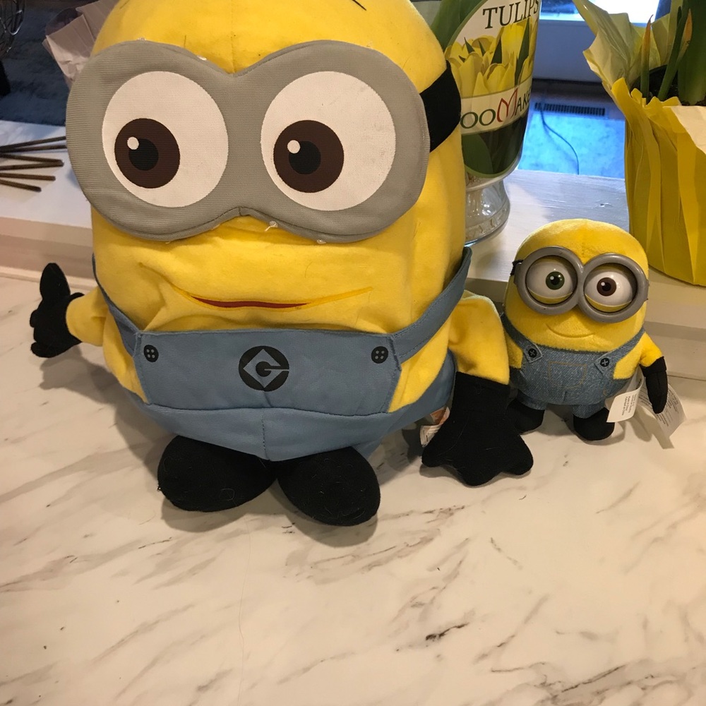 Pair of Minion one 11 inches sitting small is 6 inches standing Preowned BH